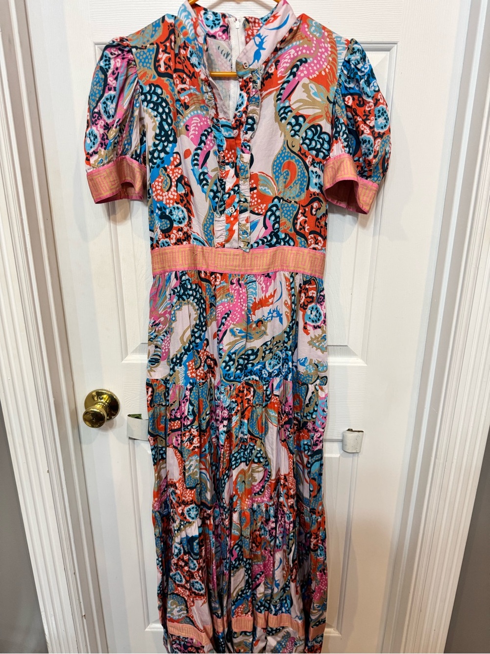 Paisley Tiered Maxi Skirt in Pink & Blue - Picture 4 of 4